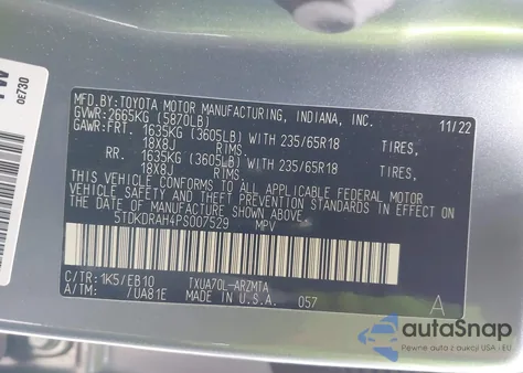 2023 Toyota Highlander Xle from USA, damaged, VIN 5TDKDRAH4PS007529